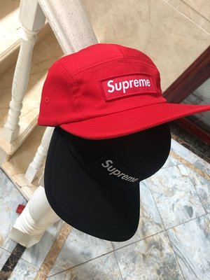 【熱賣精選】 SUPREME BOX LOGO CAMP CAP 純棉黑紅色露營帽子扁帽鴨舌帽高品質