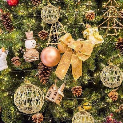 6個/組 聖誕節聖誕樹裝飾球 北歐ins風金色鐵藝聖誕球 節日家庭派對裝飾-麥德好服裝包包