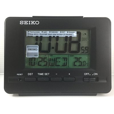 SEIKO 日本精工 電子鐘 溫度 / 日期 ( QHL078K ) 黑 9.4X12.3cm