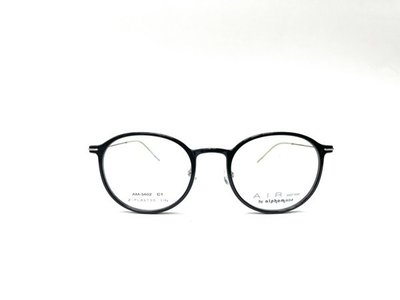 光寶眼鏡城(台南)alphameer許瑋甯代言,5.8g最輕,細純鈦腳,塑板面圓款,有鼻墊眼鏡AM-3402/C1黑色