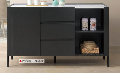 【N D Furniture】台南在地家具-DWL黑色金屬腳MDF烤漆塗裝130cm岩板收納櫃餐櫃YH