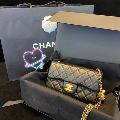 【SUNNY 精品】 chanel 香奈兒 22ss春夏系列 核桃金球mini CF鏈條包 單肩包 斜挎包 手提包 羊皮