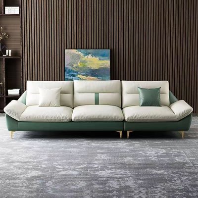 小戶型輕奢現代客廳北歐簡約科技布藝沙發直排三人位拼色海綿沙發~特價