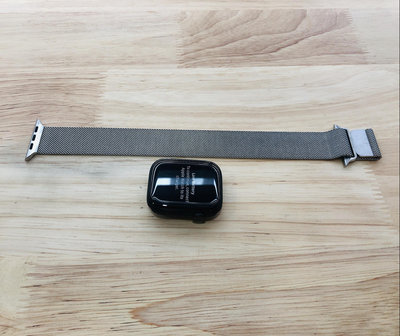 台中 保固2024/5/29 Apple Watch 7 LTE 45mm 石墨色不鏽鋼錶殼 米蘭式錶環 黑色 不鏽鋼