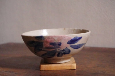 台灣 早期 老碗盤 青花 胭脂紅小碗
