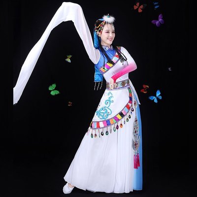 藏族舞蹈服裝女成人新款民族風廣場舞衣服西藏服飾水袖規格不同價格不一樣