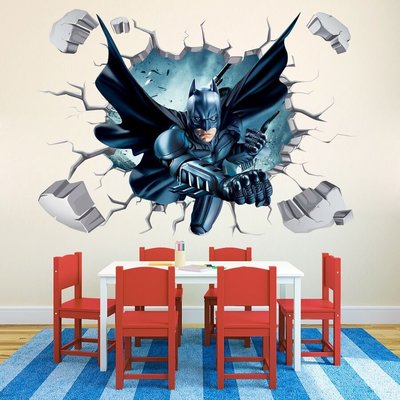 【童樂會】漫威 復仇者聯盟 蝙蝠俠 超級英雄 3D 立體 兒童房 臥室 背景牆 防水牆貼 壁紙 壁貼 創意 裝飾 牆貼