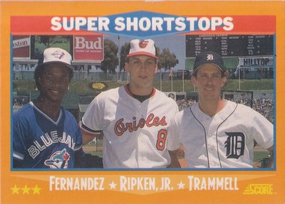 1988 Score #651 Tony Fernandez, Cal Ripken Jr., Alan Trammel