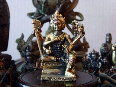 【五輪塔】佛教文物，銅精雕小佛像『卍大梵天王(四面佛)卍』尺寸約※H63，W48(mm)