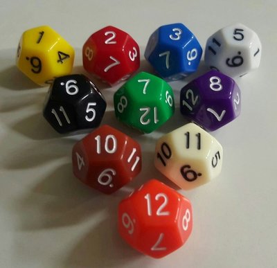 【美】骰子 12 面骰子（單顆）適用 紙牌 教學 文具 占卜 贈品  桌遊製作設計