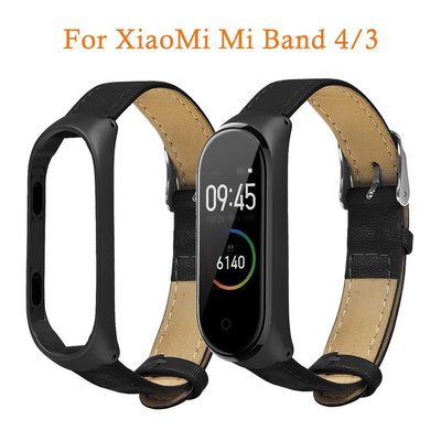 適用於xiaomi mi band 4 錶帶 真皮腕帶 商務 輕薄 皮革 適用於 智能手環4/3代 更換錶帶