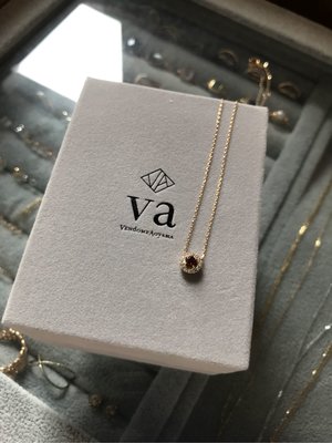 全新日本購入VA vendome aoyama K18 單顆紅石榴石鑽石項鍊(0.04ct)