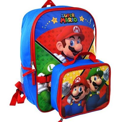 預購 美國帶回 Super Mario 超級瑪利兄弟 Nintendo 馬力歐 雙肩後背包+餐袋 書包 遠足包 粉絲專用