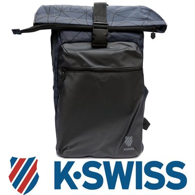 鞋大王K-SWISS BG037-038(黑×藍)、007(黑×灰) 26×15×48㎝休閒後背包【特價出清】免運費