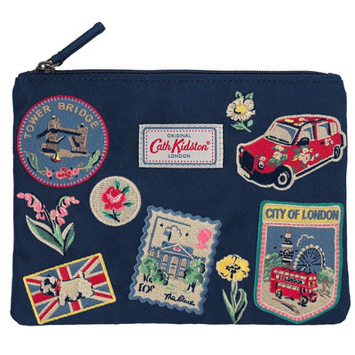Cath Kidston Zip Purse With Patches Solid (繡花貼圖手拿包)