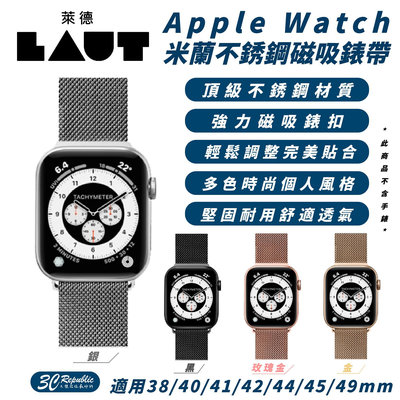 LAUT 萊德 米蘭 不銹鋼 磁吸 錶帶 適 Apple Watch 38 40 41 42 44 45 49 mm