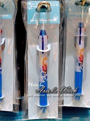 Ariel's Wish-日本東京迪士尼冰雪奇緣艾莎安娜-藍色0.5三色魔擦筆可替換筆芯擦擦筆消消筆--日本製--現貨