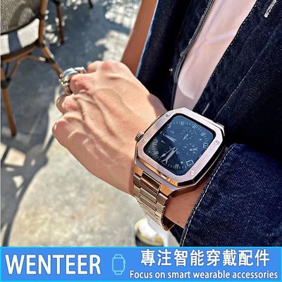 gaming微小配件-男款改裝AP金屬套裝錶帶 Apple Watch不鏽鋼錶帶 復古奢華iWatch8 S7 6SE 4/5代44 45mm-gm