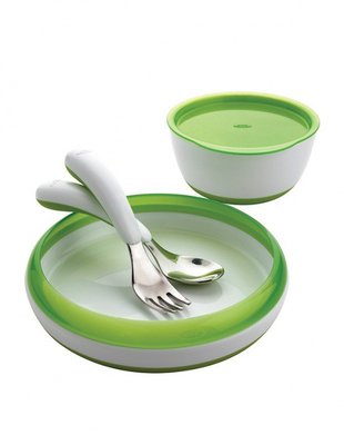 (美國正品)oxo學習碗盤,湯匙叉子四件禮盒組~綠色現貨,不含雙酚A 副食品專用