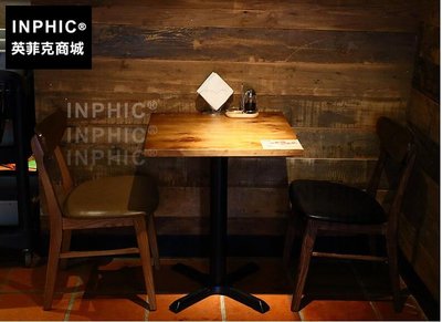 INPHIC-美式復古餐桌4人2人圓火鍋桌 鐵藝實木火鍋桌椅-正方形桌60_S1877C