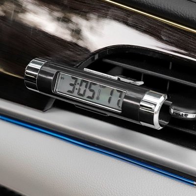 【準確】車用溫度計 汽車溫度計車 車用鐘錶 車用時鐘 出風口電子錶 數顯車內溫度計 LED數顯藍背光出風口電子錶電子鐘錶