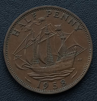 英國   1958年   伊莉沙白ニ世     半便士  HALF  PENNY   銅幣     2465