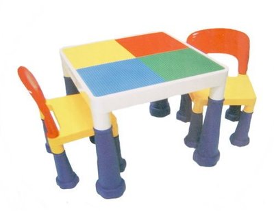 @企鵝寶貝@ 大象腳兒童積木桌椅組 可當書桌(送100顆小積木)