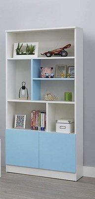【風禾家具】HGS-468-9@EML系統板兒童藍色2.8尺開放式書櫃【台中市區免運送到家】書架 收納櫃 台灣製造傢俱