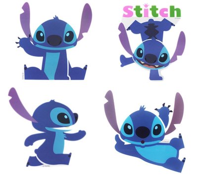 【卡漫迷】 史迪奇 防水貼紙 ㊣版 Stitch 星際寶貝 Scrump 醜丫頭 台灣製 迪士尼 四張組 199元