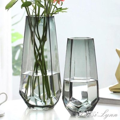 老提莫店-歐式簡約創意玻璃花瓶新款水養鮮花百合幾何花瓶花器干花插花擺件 范思蓮恩-效率出貨