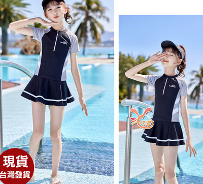 來福，D39比芭短袖二件式泳衣裙兒童泳衣游泳衣大童泳裝L-5L.售價650元