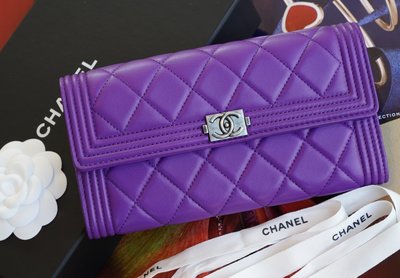 【COCO 精品專賣】Chanel A80286 Boy L-Gusset wallet Boy 羊皮長夾 紫 現貨