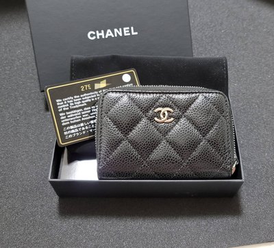(sold out)chanel 黑銀牛雙層零錢包