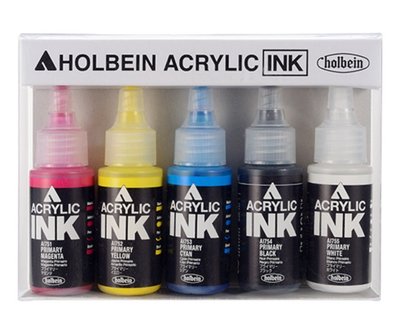 品創藝精品美術-日本HOLBEIN好賓 Acrylic Ink 液態壓克力墨水顏料(HAI) 30ml盒裝組-5色