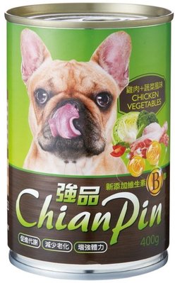 Chian Pin 強品 犬用罐頭 狗罐頭 餐罐 主食罐 營養主餐 愛犬餐包 間食餐點（雞肉+蔬菜）十二罐裝 460元