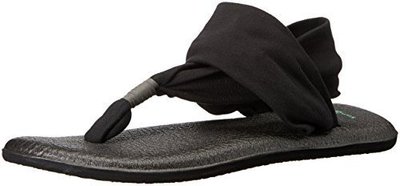 【晴天小舖】代購- Sanuk Yoga Sling 2 黑色素色繞踝夾腳涼鞋 女款 瑜珈鞋墊 山路克 笑臉鞋 全新真品