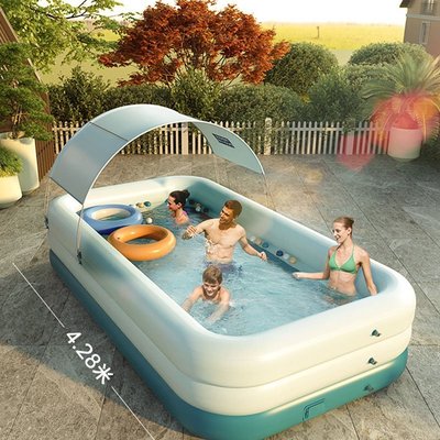 下殺-充氣游泳池兒童家用戶外折疊水上樂園戲水小品大型水池~~