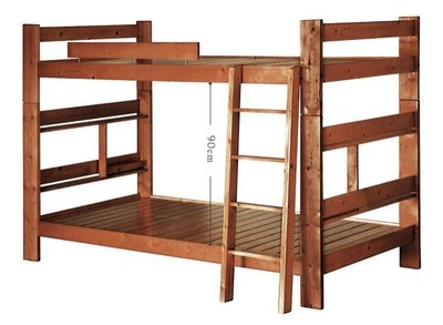 【DH】商品貨號001-8商品名稱《北歐風格》3.5尺實木柚木色雙層床(圖一)實木床底備有3尺可選.台灣製