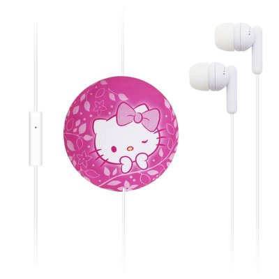 【手機殼專賣店】GARMMA Hello Kitty 伸縮耳機麥克風-俏麗桃 與各品牌智慧型手機平板3.5mm音源孔相容