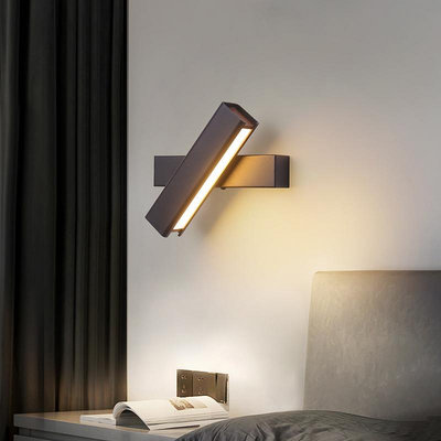 壁燈臥室床頭燈現代簡約創意樓梯燈具旋轉過道客廳書房背景墻壁燈