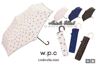 Ariel's Wish-日本WPC晴雨兩用折傘雨傘陽傘蝴蝶結點點雙色滾傘邊U型掛勾把手防曬遮陽抗UV短傘-黑色最後一隻