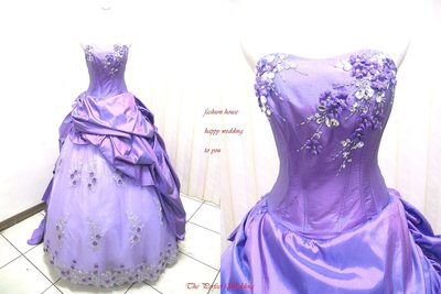 【時尚屋婚紗禮服】紫色馬甲水鑽法式設計師華麗造型款《二手禮服》～Ｗ６１０(歡迎預約試穿)