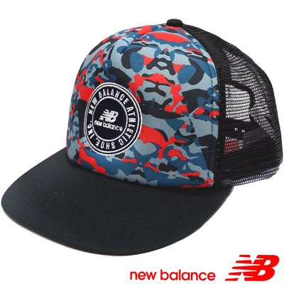 New Balance 8861510158 藍×深藍×紅 寬帽眉網帽/卡車帽/特價出清/