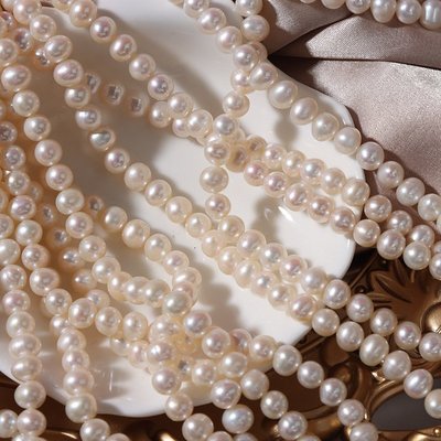 【熱賣下殺】新 強光微瑕6-7mm沖頭天然淡水珍珠 diy手工制作穿珠飾品材料配件