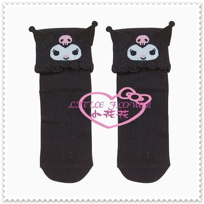 小花花日本精品♥    Kuromi 酷洛米  庫洛米  襪子 少女襪 造型短筒襪  黑色大臉 07004704