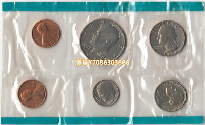 美國5枚一套硬幣 1972年老版套幣 含1分S版 造幣廠塑料片裝 錢幣 紀念幣 紙鈔【悠然居】56