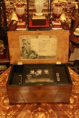 【家與收藏】特價極品珍藏歐洲百年古董法國1889年手搖式古董音樂盒(稀有鐘鈴款)