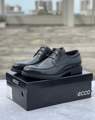 ~ECCO愛步新款正裝皮鞋男868系帶 簡單時尚百搭經典商務男皮鞋  黑色38-44