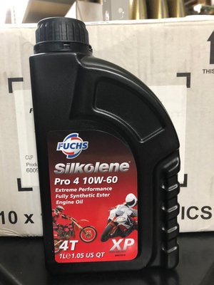【FUCHS 福斯】Silkolene PRO 4 10W60 XP 4T、酯類全合成機油、1L/罐【賽克龍】單買區