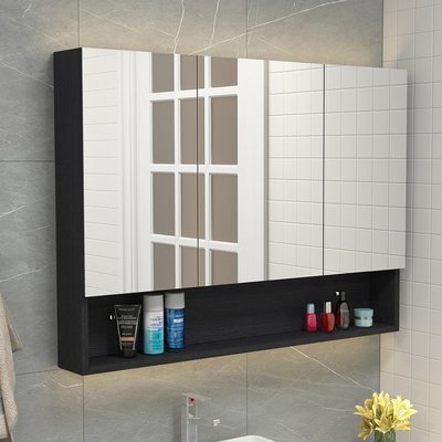【熱賣精選】 北歐多層實木浴室鏡柜防水現代簡約衛生間防霧鏡箱廁所壁掛鏡子柜